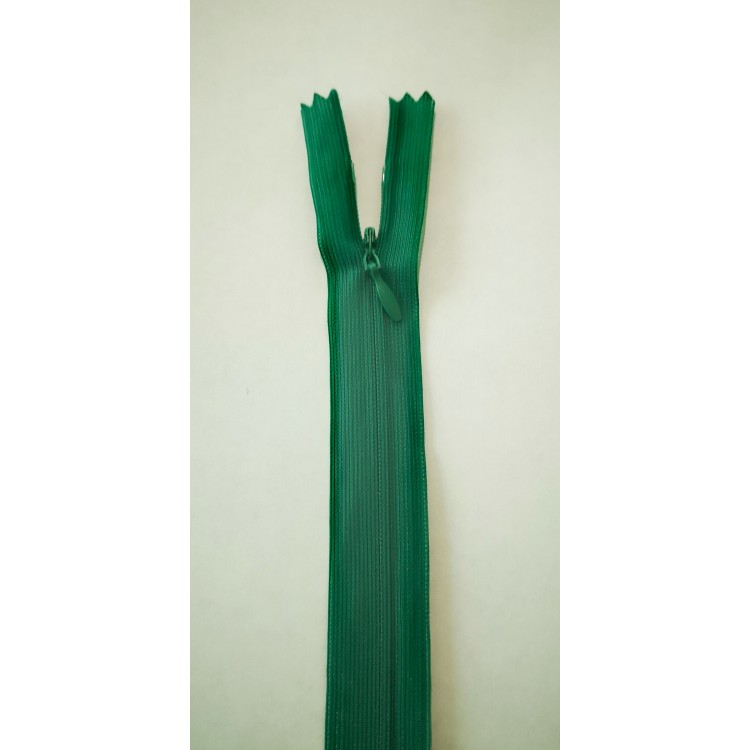 Žalias pasleptas užtrauktukas 35cm